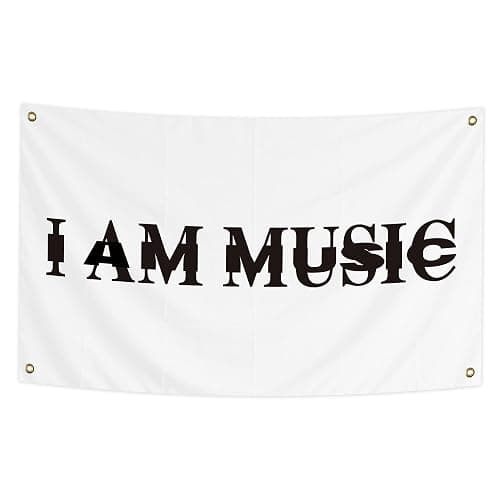 I Am Music Flag 3x5 Ft Funny Rapper Wall Banner, Motivational Quote Flag for Indoor Room College Dorm Hanging Decor - Image 1