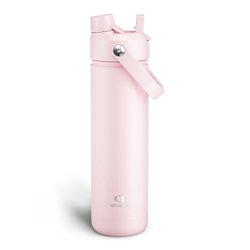 ENCOOL Insulated Water Bottle with Straw Stainless Steel Water Bottle, Leak-Proof, BPA-Free, Double Wall Vacuum Keeps Cold for 24 Hours for Sports, Travel, School (26 oz, Cotton Candy) - Image 1