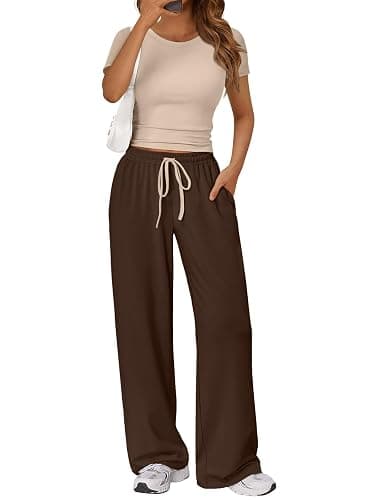 ❤️❤️❤️Trendy Queen 2 Piece Matching Summer Sweatsuit Lounge Set Womens Wide Leg Pants Side Ruching Crop Top Sets - Image 1