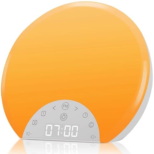 ANTDALIS Sunrise Alarm Clock Wake Up Light for Kids, Adults, Heavy Sleepers with Dual Alarms, Snooze, Sleep Aid with 7 Nature Sounds for Bedrooms with 8 Colors Night Light, FM Radio, Gift Ideas - Image 1
