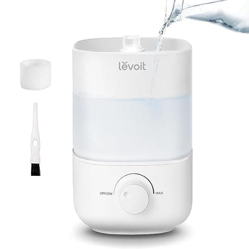 LEVOIT Top Fill Humidifiers for Bedroom, 2.5L Tank for Large Room, Easy to Fill & Clean, 28dB Quiet Cool Mist Air Humidifier for Home Baby Nursery & Plants, Auto Shut-off and BPA-Free for Safety, 25H - White - 2.5L Humidifier - Image 1