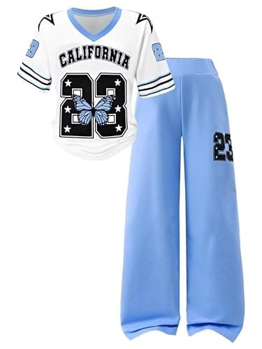Azmxynol Tween Girls Clothes Short Sleeve Graphic T-Shirt Top + Sweatpant 2 Piece Outfit Set, Size 7-15Years - Image 1