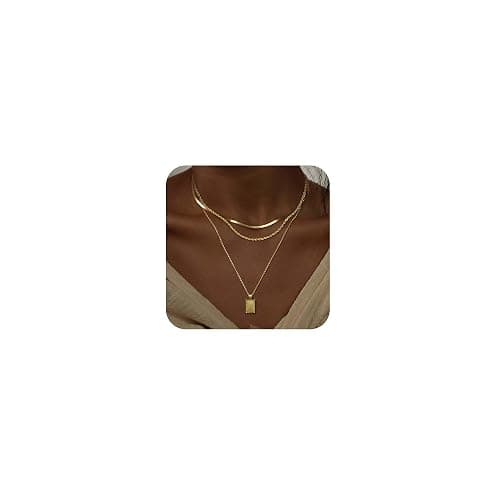 Layered Gold Silver Necklaces for Women, Stackable Stack 14K Real Gold Plated Silver Chain Necklace Diamond Circle CZ Layering Pendant Necklaces Trendy Gold Jewelry Set Gifts - Image 1