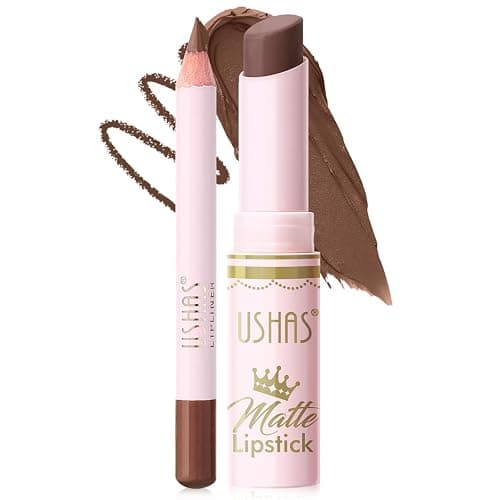 USHAS Lipstick and Lip Liner Combo Set 2 in 1 Waterproof Matte Lipstick pen for Women Lip liner Set Long Lasting with Makeup Set (Y18, Pack of 1) - Image 1