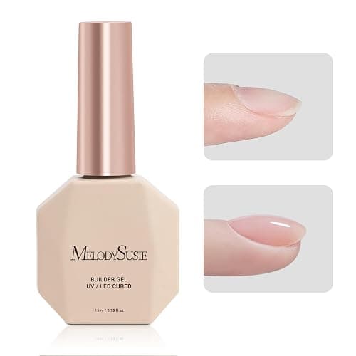 MelodySusie Clear Builder Nail Base Gel for Nails Thickening, Soak Off UV Extension Gel, Rhinestone Nail Glue in a Bottle for Nail Art Design Salon DIY Manicure at Home Gift for Women - Image 1