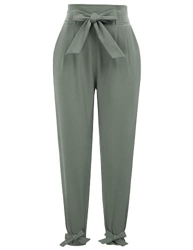 GRACE KARIN Women Dress Pants, 2025 Fall Business Casual Outfits, High Waist Paper Bag Bow Tie Pencil Slacks with Pockets - Image 1