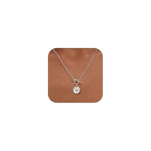 KISSCLOUD Gold Necklace for Women 14K Gold Plated Dainty Pendant Chain Puffy Heart Italian Horn Radiant Sun Compass CZ Teardrop Bow Charm Trendy Jewelry Gift - Image 1