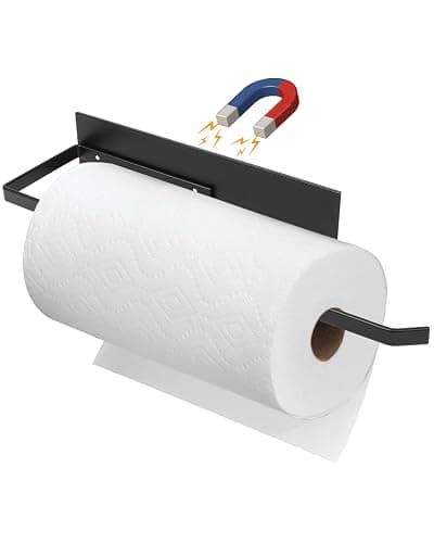 Paper Towel Holder, Magnetic Paper Towel Holder for Fridge, Toilet Paper Roll Holder Magnet Towel Rack Wall Mount Fridge Organizer for Paper Towels Rolls Bathroom Pantry RV Kitchen Storage - Image 1