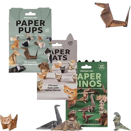 ziwega Origami Cats Kit, Origami Paper Cats, DIY Paper Cat, DIY Folding Paper, Christmas Fun Gift, Fun Craft Activity for Unisex, Desk Decoration & Gift for Cat Lovers - Image 1