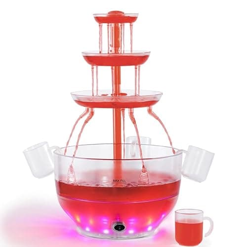 Kusini Drink Fountain for Parties - 1.5 Gal, 3 Tier Punch Bowl Drink Tower, LED Base, 6 Reusable Cups - Drink Dispenser Machine for, Juice, Punch, Pani Puri Fountain for Party Hosting Supplies - Image 1
