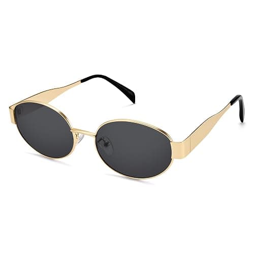 DIMENSIP Retro Oval Sunglasses for Women Men - Trendy Gold Sun Glasses - Fashion Metal Frame Shades - Image 1