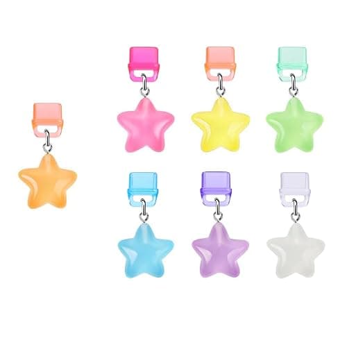 Agromusk Kindle Dust Plug Charm,7 Pack Cute Bookish Cat Bear Star Glow in the Dark Charms Compatible with Kindle Paperwhite 2021 Released,Type C/USB C Dust Plug Port Cover Accessories for IPhone Gift - Image 1
