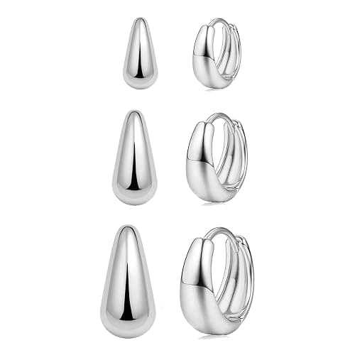 3Pairs Gold Hoop Earrings Set for Women Trendy Chunky Huggie Dainty Earring Jewelry for Women Teens - Image 1