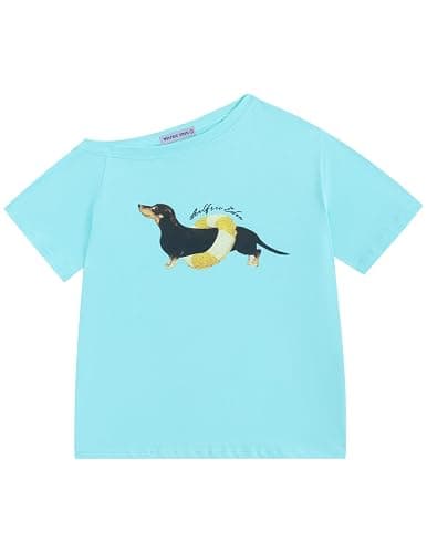 Aelfric Eden Dachshund Off The Shoulder Tshirts Women's Oversized Graphic Tees Short Sleeve Summer Cute T Shirts Y2K Tops - Image 1