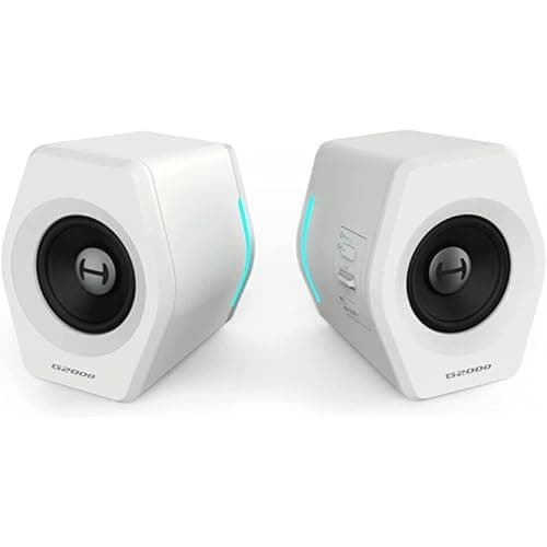 G2000 32W PC Computer Speakers for Gaming Desktop PC Laptop Mac Computer Woofer Speakers Bluetooth USB 3.5mm AUX Inputs RGB Lights Multimedia Speakers White - Image 1