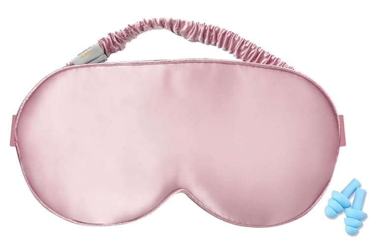 Sleep Mask,Silk Eye Mask for Sleeping Women/Men/Girls,19 Momme Both Sides 100% Pure Mulberry Silk Blackout Anti-Allergy Blindfold with Elastic Strap for Night,Travel,Nap,Meditation (Pink) - Image 1