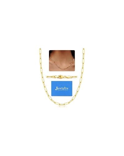 Jewlpire Paperclip Chain Necklace for Women, 3mm 4mm 5mm Necklaces for Women Non Tarnish Women's Paperclip Chain Necklaces 16 18 20 22 24 26 Inch - Image 1