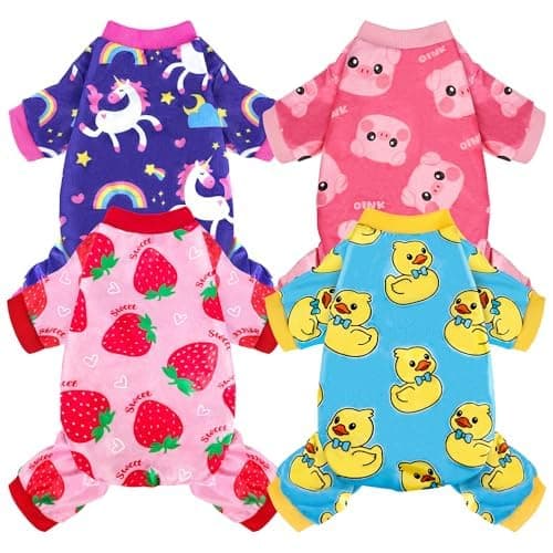 BAOBICUTE 4 Pack Dog Pajamas Soft Lightweight Dog Recovery Suit Onesie Clothes for Small Medium Female Pet Boys Girls Dogs - Image 1