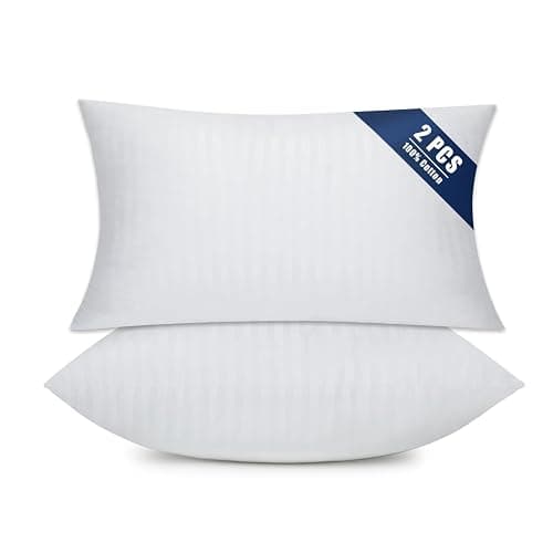OKBA Set of 2 Throw Pillow Inserts, Hypoallergenic Soft & Firm Cushions with 100% Cotton Cover, 12x20 Pillows Filler for Side Sleepers, Sofa, Bed and Home Decor, Indoor Quality Hotel Pillows - Image 1