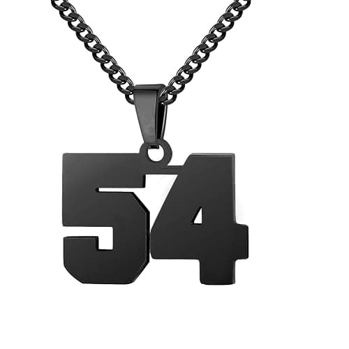 Athletes Jersey Number Necklace 0-99 for Men - Stainless Steel Chain 22+2 Inch Personalized Charm Pendant - Inspirational Basketball Baseball Football Jewelry Gift - Image 1