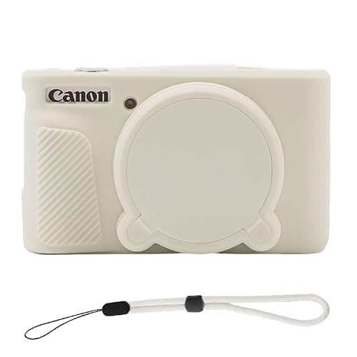 Camera Case for Canon PowerShot SX740 HS, SX730 HS Digital Camera, Soft Silicone Protective Case, Anti-Scratch Slim Fit Sleeve with Removable Lens Cover and Wrist Strap (Beige) - Image 1