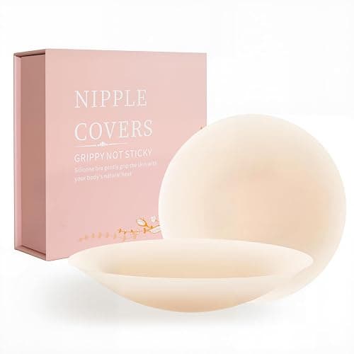 SUFUJIA Not Sticky Pasties Nipple Covers, Grippy Seamless Covers, Reusable Silicone No-Show Inserts with Travel Box - Image 1