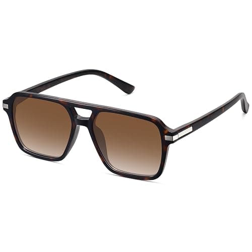 Fozono Retro Aviator Sunglasses for Women Men Trendy Classic Square 70s 80s 90s Vintage Shades Double Bridge Aviators FZN813 - Image 1