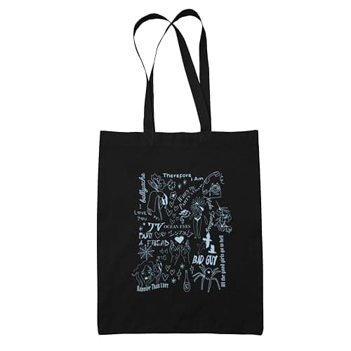 Willow Gifts Billie Doodle Tote Bag - Eilish Happier Than Ever Bad Guy Ocean Eyes Bury a Friend Carrier Shopper Shopping Bag - Image 1