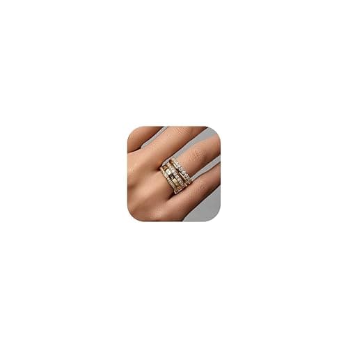 Gold Rings for Women Non Tarnish, 14k Gold Plated Dainty Stacking Cubic Zirconia Thumb Rings, Gold Knuckle Women Rings Set Jewelry Size 5-10 - Image 1