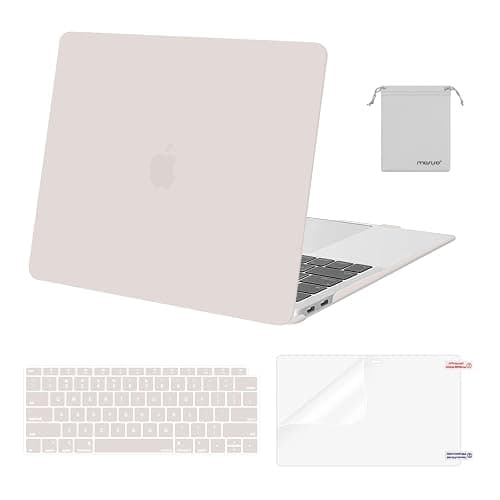 MOSISO Compatible with MacBook Air 13 inch Case M1 Chip 2021-2018 Release A2337 A2179 A1932, Plastic Hard Shell&Keyboard Cover&Screen Film&Storage Bag for MacBook Air 13.3 inch Case, Rock Gray - Image 1