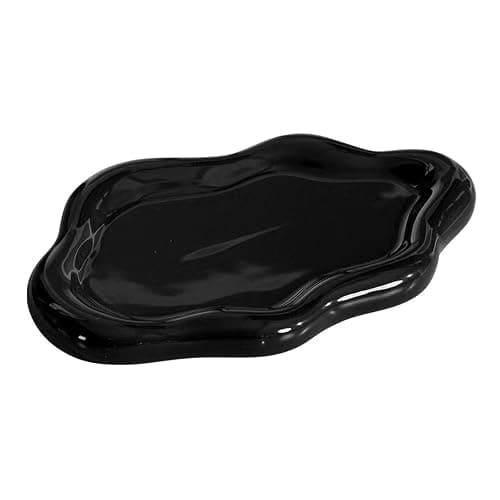 BIGPIPI Ceramic Jewelry Tray Dish for Ring Key Trinket, Cute Cloud Shape Decorative Jewelry Plate Holder for Women Gift (Black) - Image 1