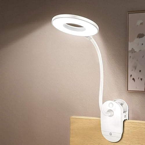Lampe de lecture à clipser alimentée par piles pour lit, avec 3 niveaux de luminosité, rechargeable par USB - Image 1