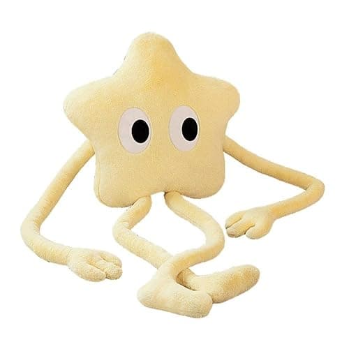 Paperre Star Shaped Pillow with Big Eyes, 64 Inch Star Shaped Plush Pillow Stuffed Cushion Decorative Throw Pillow, Star Pillow for Bedroom (Yellow) - Image 1
