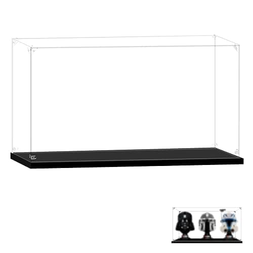 LILIKAKA Display Case for Three Lego Helmets, 21334 Jazz Quartet, 18.89x7.08x9.44inches (48x18x24cm), It can Hold Three Lego Helmets, Suitable for Lego 75304 75408 75415 75429 76285 75328 75349 etc - Image 1
