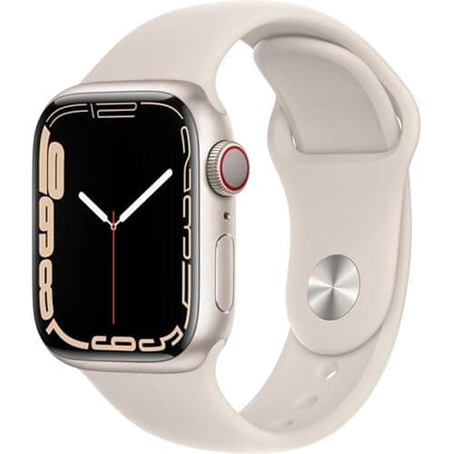 Apple Watch Series 7 (GPS + Cellular, 41mm) Starlight Aluminum Case with Starlight Sport Band, Regular (Renewed) - Image 1