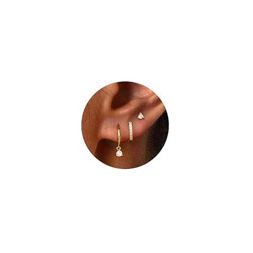 Freekiss 3 Pairs Gold Hoop Earrings Set: Dainty Stud Earrings Trendy Small 14K Gold Plated Hypoallergenic Dangle Cartilage Huggie Hoop Earrings for Women Gold Jewelry for Women Gifts - Image 1