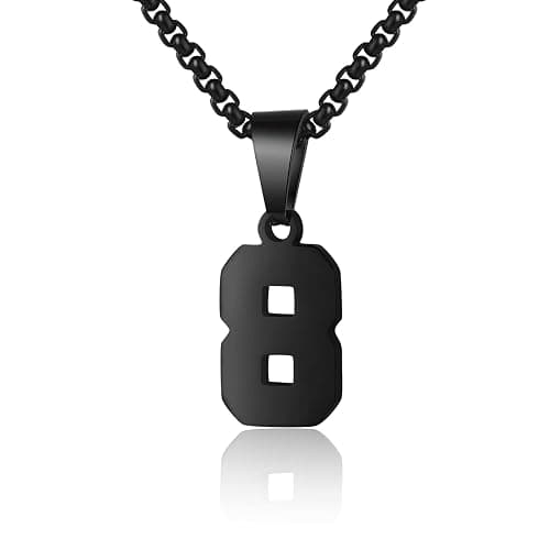 Number Necklace for Boy Black Athletes Number Stainless Steel Chain 00-99 Number Charm Pendant Personalized Sports Jewelry for Men Basketball Baseball Football - Image 1