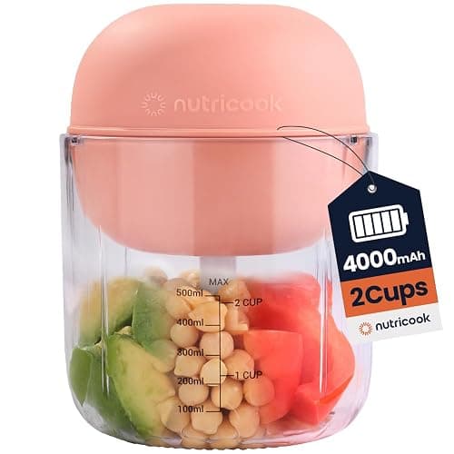 Nutricook Choppi Cordless Electric Vegetable Chopper & Mini Food Processor for Dicing, Shredding, Mincing, and Puree, Portable and Rechargeable, 2-Cup, 500 mL, 4000 mAh Battery, Canyon Sunset - Canyon Sunset - Image 1