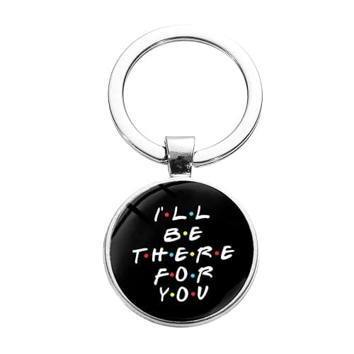 PSL I'll Be There for You Print Keychain Friends TV Theme Simple Design Glass Dome Key Chain Keyring Gift (Black) - Image 1