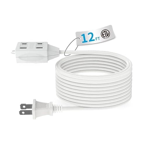 TiFFCOFiO Indoor Extension Cord, 2 Prong 12 Feet Extension Cord, 3 Polarized Outlets with Safety Slide Windows,13A/1625W, 16 AWG, 1 Pack - Image 1