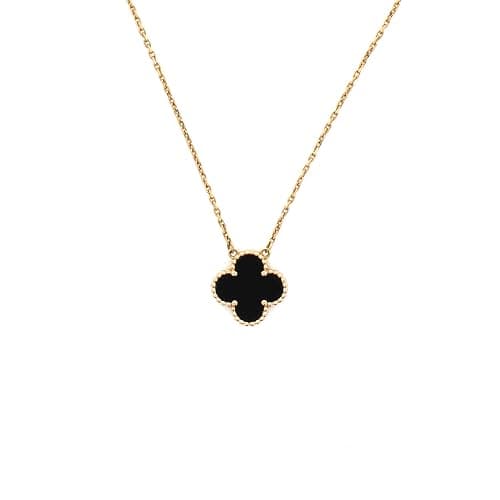 Van Cleef & Arpels, Pre-Loved Vintage Alhambra Pendant Necklace 18K Yellow Gold and Onyx, Yellow Gold - Image 1