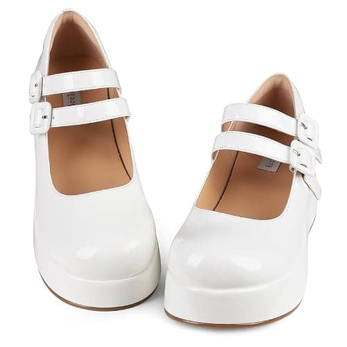 Accloris Platform Mary Jane Shoes Women Girls,Ankle Strap Round Toe Goth Chunky Uniform Dress Pumps Shoes Oxfords - Image 1