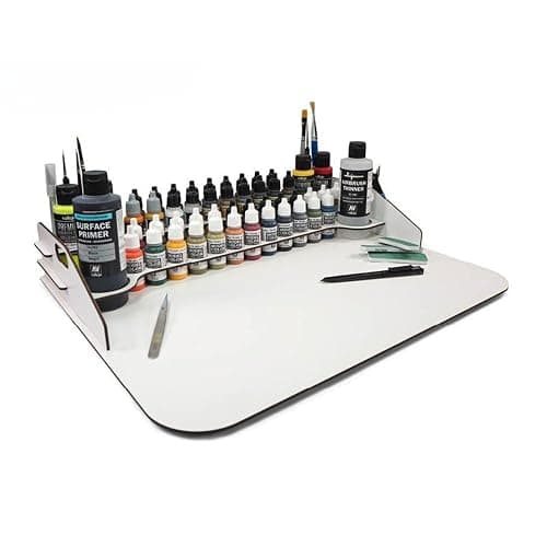Vallejo - Paint Display and Work Station 50 x 37 cm | Capacity for 45 Bottles of 18 ml. (0.6 fl.oz.), 4 of 35 ml. (1.18 fl.oz.) or 60 ml. (2.02 fl.oz.), 2 of 200 ml. (6.76 fl.oz.) and 10 Brushes - Image 1