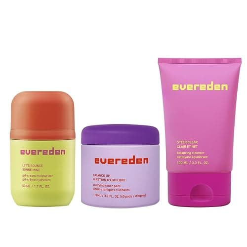 Evereden Pre-Teen Collection: Triple Green Tea Steer Clear Balancing Jelly Cleanser Face Wash, Let's Bounce Gel-Cream Face Moisturizer, & Balance Up Water-Based Toner Pads for Face - Image 1