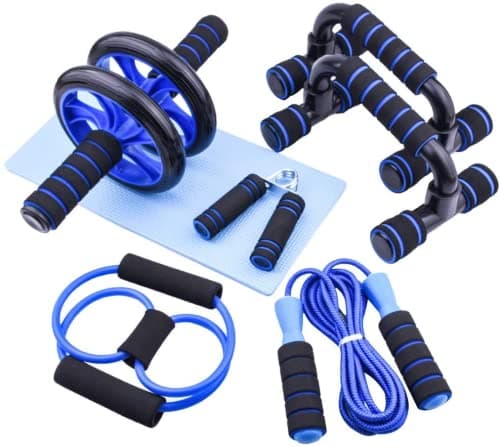 AERLANG 7-IN-1 Ab Roller Wheel Set With, 2 Push-up Bars, Resistance Band, Skipping Rope, Hand Grip And Knee Pad, Fitness Workout At Home Gym, Multi-functional Sports Equipment Father's Day Gifts - Image 1