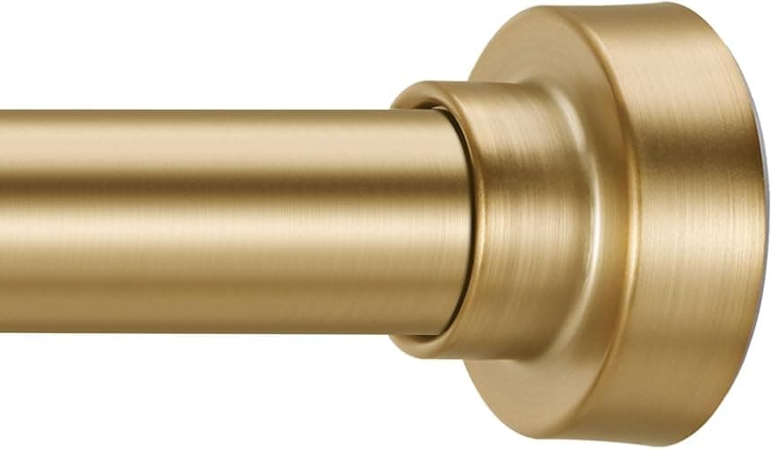YNL Shower Curtain Rod 34-82 Inches (2.8-6.8ft) Adjustable Spring Shower Rod No Drilling, Non-Slip, Never Rust, Stainless Steel, Suitable for Bathroom Window Living room, Gold - Gold - M:34-82" - Image 1