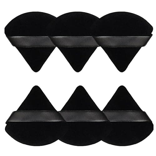 Pimoys 6 Pcs Powder Puff Face Soft Triangle Makeup Puff Velour Makeup Sponge Stocking Stuffers for Loose Powder (Black) - Image 1