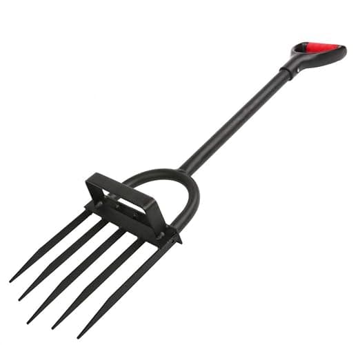 5-Tine Heavy Duty Pitch Fork for Gardening - Long Handled Digging Fork Garden Claw Weeder - Image 1