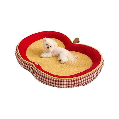 Dog Bed for Small Medium Dogs Puppy & Cats, Cute Apple Shaped Cat Bed for Indoor Cats, Bolster Dog Beds with Removable & Machine Washable Cover & Non-Slip Bottom (Red,Medium) - Image 1
