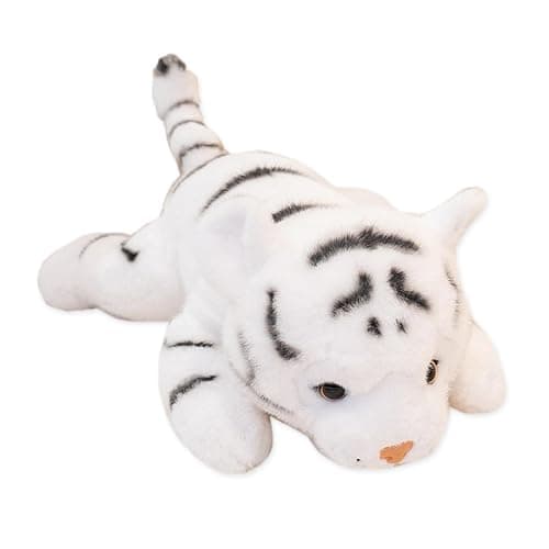 ELKOHA White Tiger Weighted Stuffed Animals, 17.7 Inch Tigers Plush Toy,Stuffed Tiger Plushies Cute Weighted Tigers Plush Pillow Dolls Gifts for Kids Boys Girls - Image 1